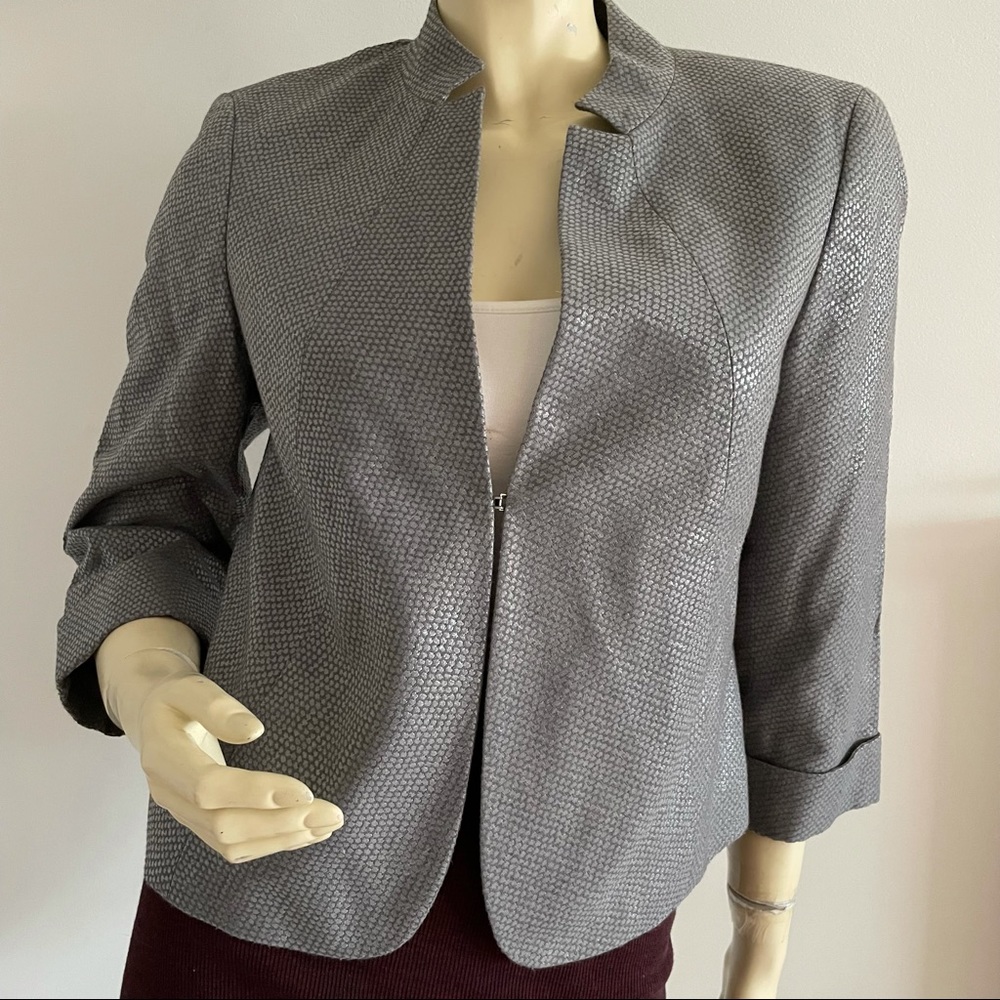 Calvin Klein gray shimmery blazer with quarter sleeve